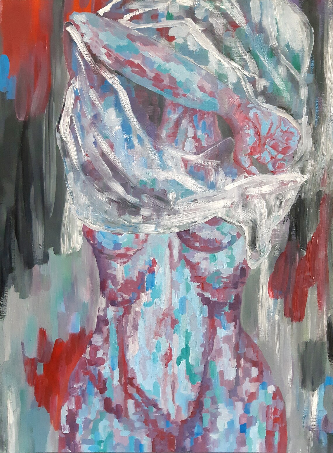 Abstract nude woman body painting figuration abstraction | Etsy