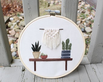 Plant Embroidery Hoop Art