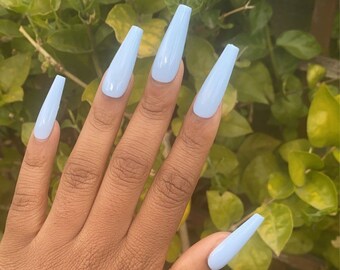 Baby Blue Nails Etsy