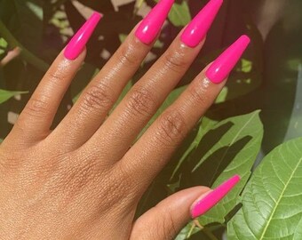Hot Pink Nails Etsy Hot Pink Nails Etsy
