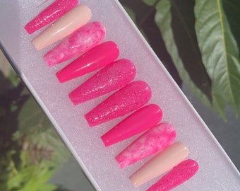 Hot Pink Nails Etsy Hot Pink Nails Etsy