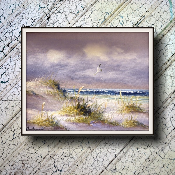 Original Coastal Landscape Reprint, Seashore, Ocean, Beach, Downloadable Prints Bathroom, Digital Reprint, Download, Downloadable Art,