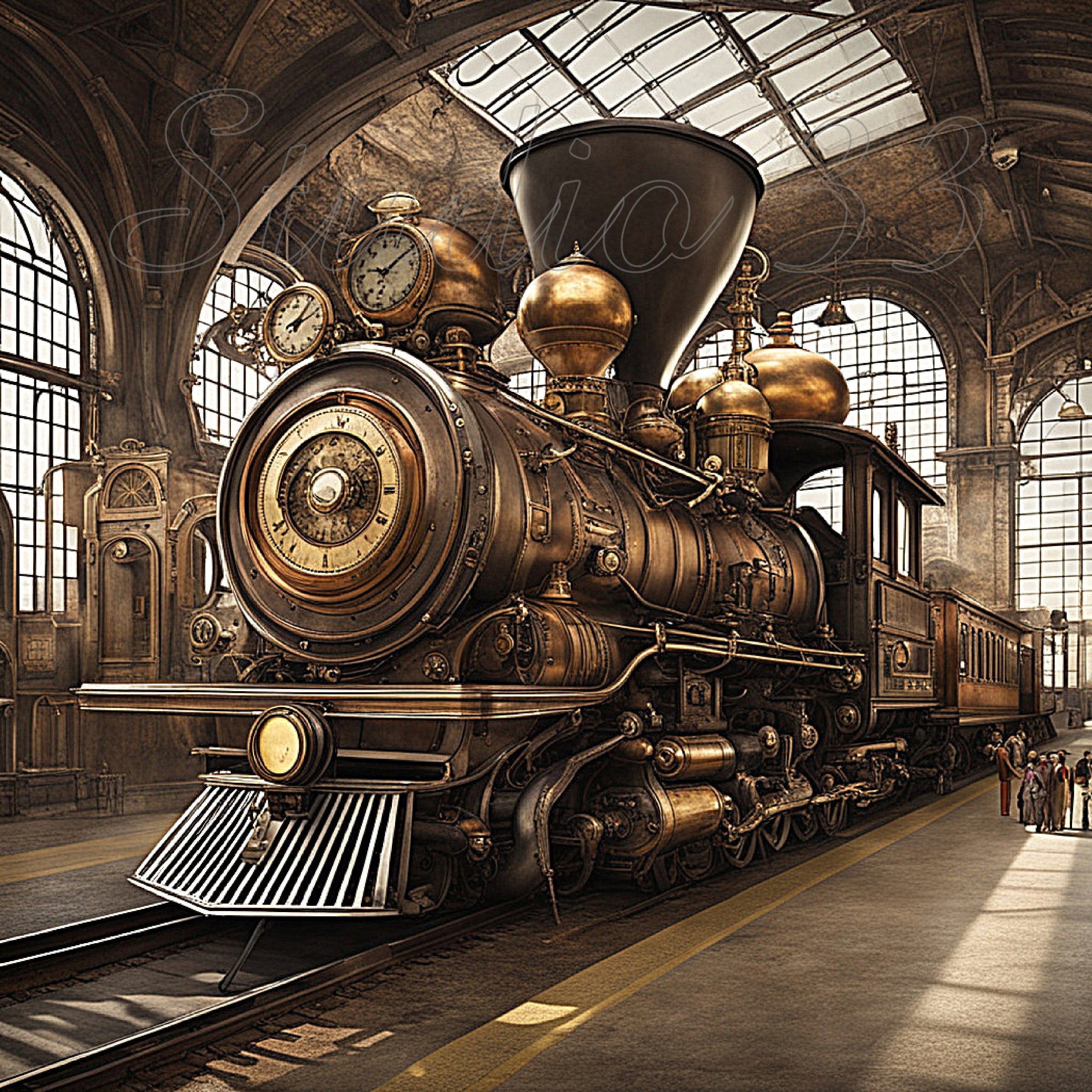 Ornament - Black - PERSONALIZED Steampunk Train Ornament - Black - PERSONALIZED Steampunk Train