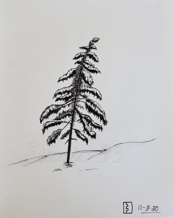 Antique Pine Tree Forest Sketch Neutral Winter Sketch Art PRINTABLE Digital  Download 278 - Etsy