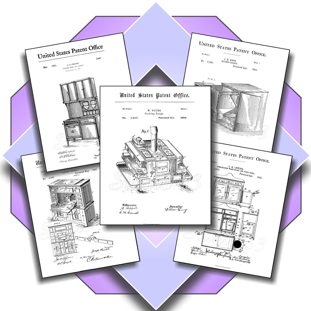 5 Kitchen Appliance Patent Drawings 5 Old Time Home Kitchen Appliances ...