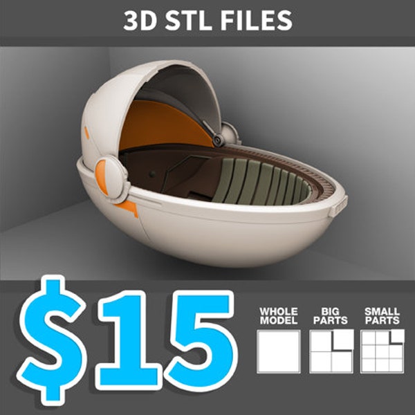 Mandalorian Baby Floating Hover Pod Carrier w skali 1:1 * Pliki 3D STL*