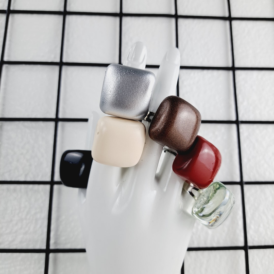 Chunky Acrylic Stone Ring: Adjustable Statement Ring - Etsy