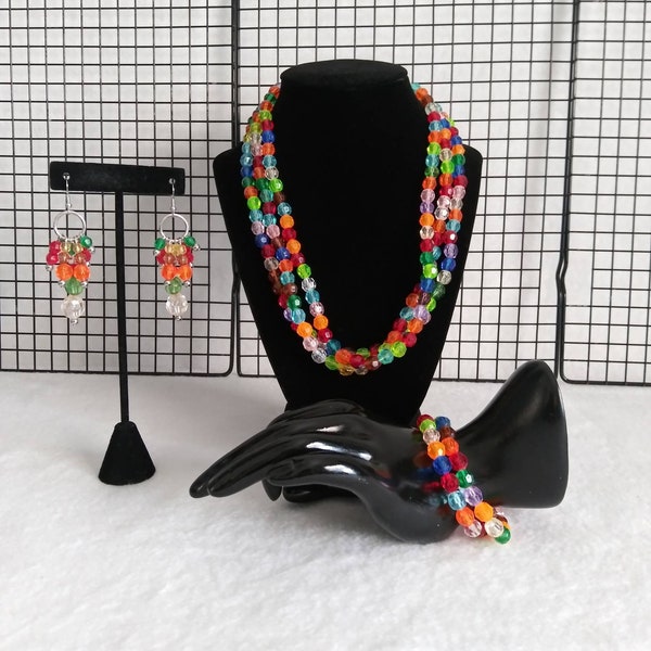 Layered Necklace Set, Inexpensive jewelry set, Colorful jewelry, Parure jewelry sets, Fun jewelry for women