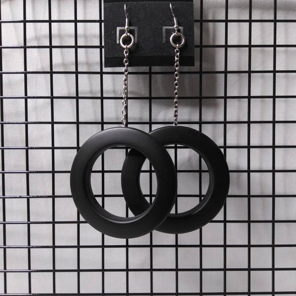 Chunky Hoops, Circle Chain Earring, Available in Multiple Colors, Gold Black and Silver, Cheap Earrings