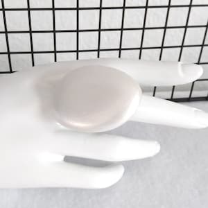 Chunky Acrylic Statement Ring: Adjustable Pearlized Band