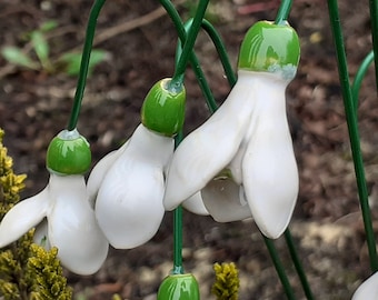 Decorative ceramic flowers (1 pc) | Ceramic snowdrop flowers | Hand work | Great gift or home and garden decoration!