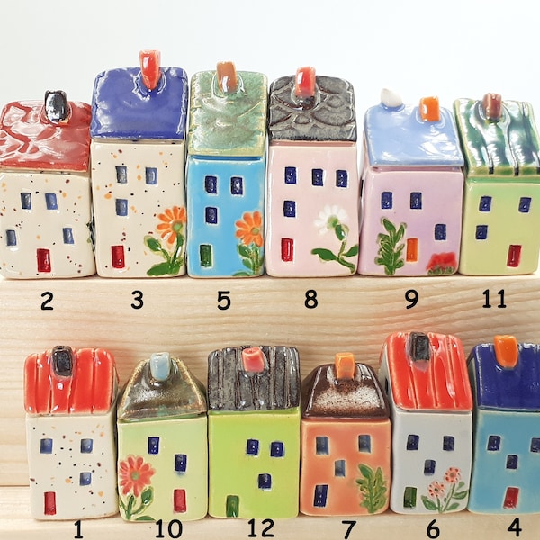 Little ceramic houses sold individually | Handmade | Different colors | Cute mini ceramic houses | Putz houses | Tiny houses