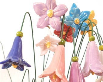 Decorative ceramic flowers | Bellflowers | Herebells | Bluebell | Campanula | Different colors | Home and garden decoration!