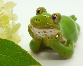 Ceramic frog | Hand-formed and hand-painted (1 pc) | Ceramic sculpture | Decorative figurine | Ceramic figurine | Frog lover gift