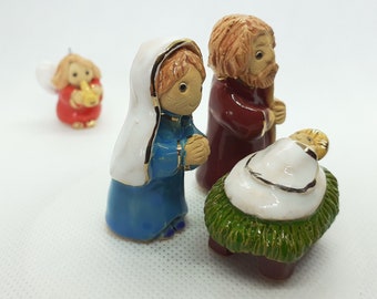 Ceramic Holy Family (set) | Hand-formed and hand-painted | Ceramic sculpture | With ceramic gold | Decorative figurine | Ceramic figurine