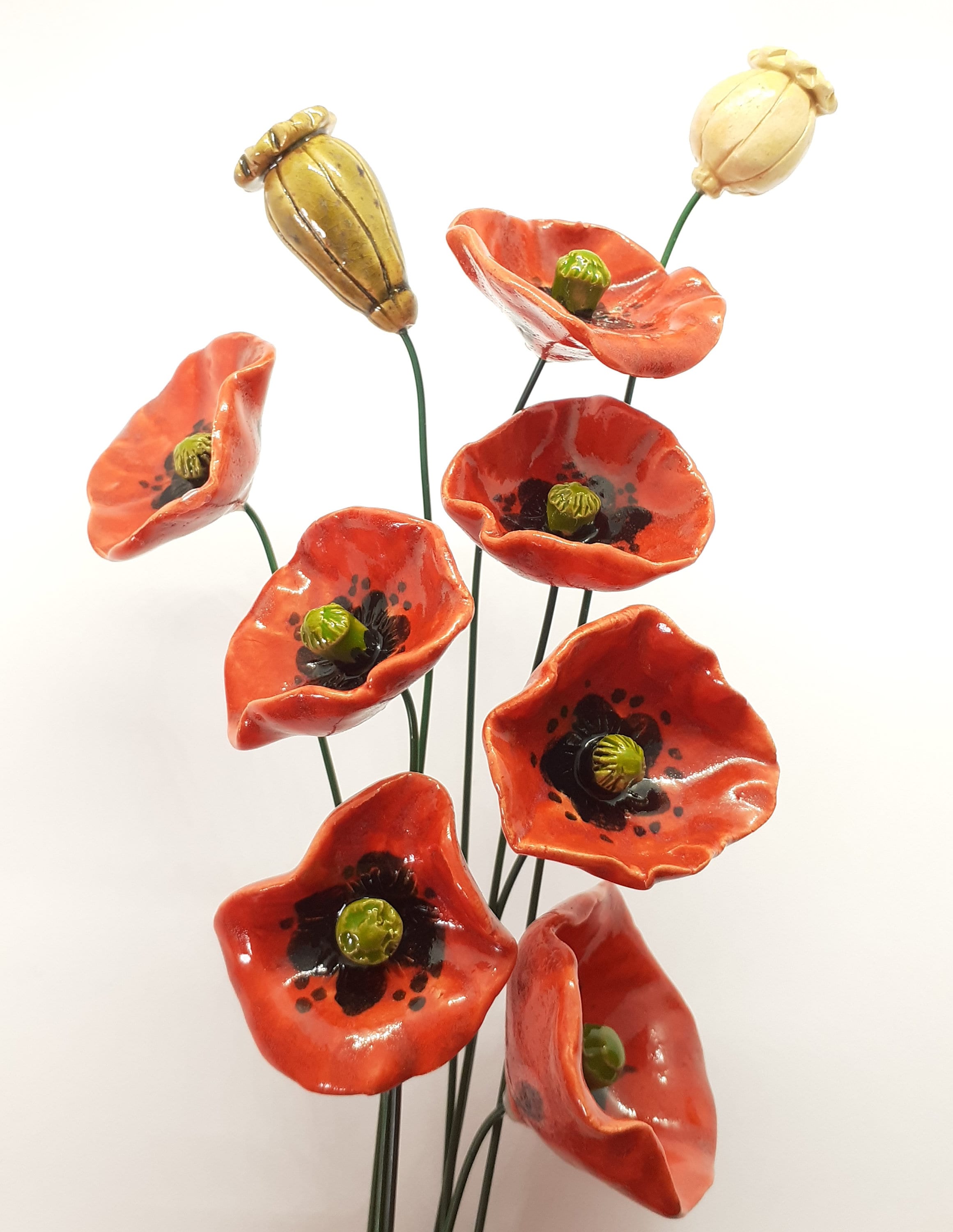 Decorative Ceramic Flowers 1pc Ceramic Poppy and Etsy UK