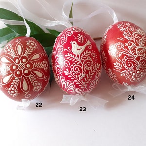 Easter egg 1 pc Real hen egg hand decorated by wax with white pigment Different colors Easter gift Easter decorations image 8