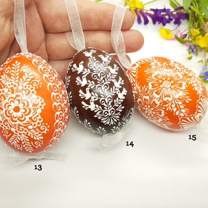 Easter egg 1 pc Real hen egg hand decorated by wax with white pigment Different colors Easter gift Easter decorations image 6