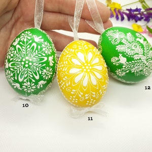 Easter egg 1 pc Real hen egg hand decorated by wax with white pigment Different colors Easter gift Easter decorations image 5