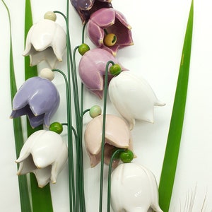 Decorative ceramic flowers (1 pc) | Bellflowers | Herebells | Bluebell | Tulip | Different colors | Gift or home and garden decoration!