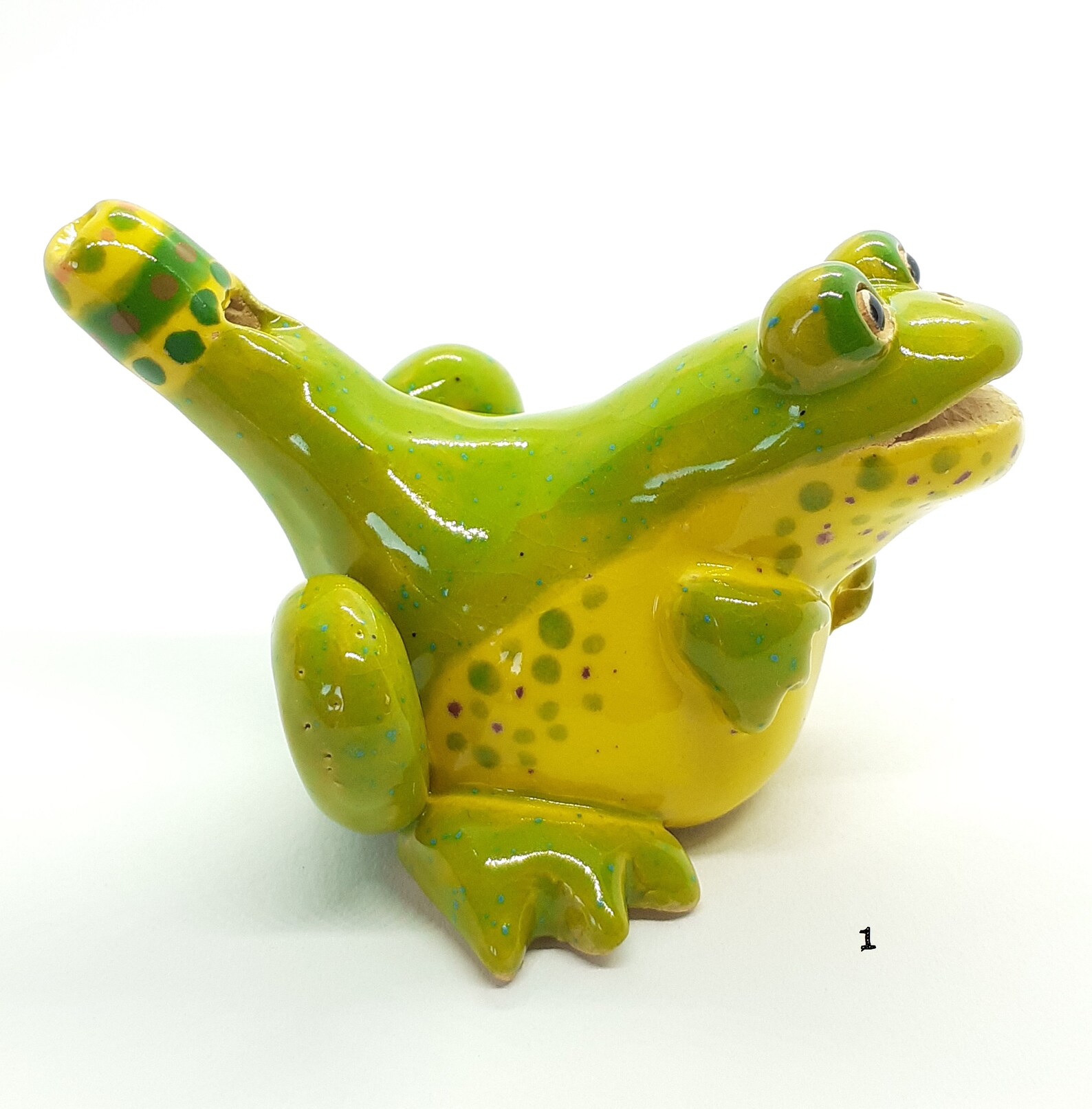 Ceramic Frog Water Whistle Handformed and Handpainted Etsy