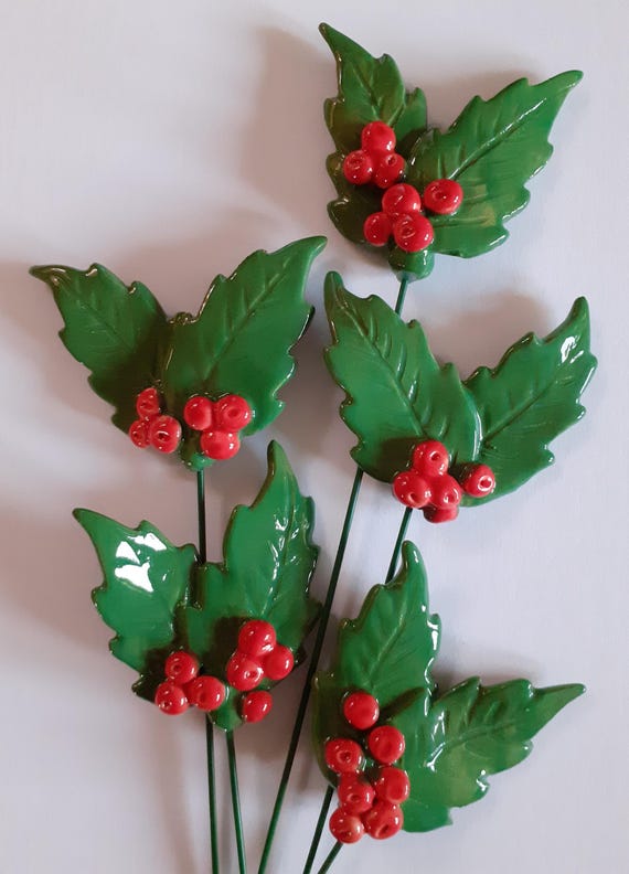 Dekorative Keramik-Stechpalme (1 Stck) | Keramik-Steinja | Handarbeit |  Weihnachtsdekoration | Tolles Geschenk oder Dekoration fr Haus und Garten!  - Etsy sterreich