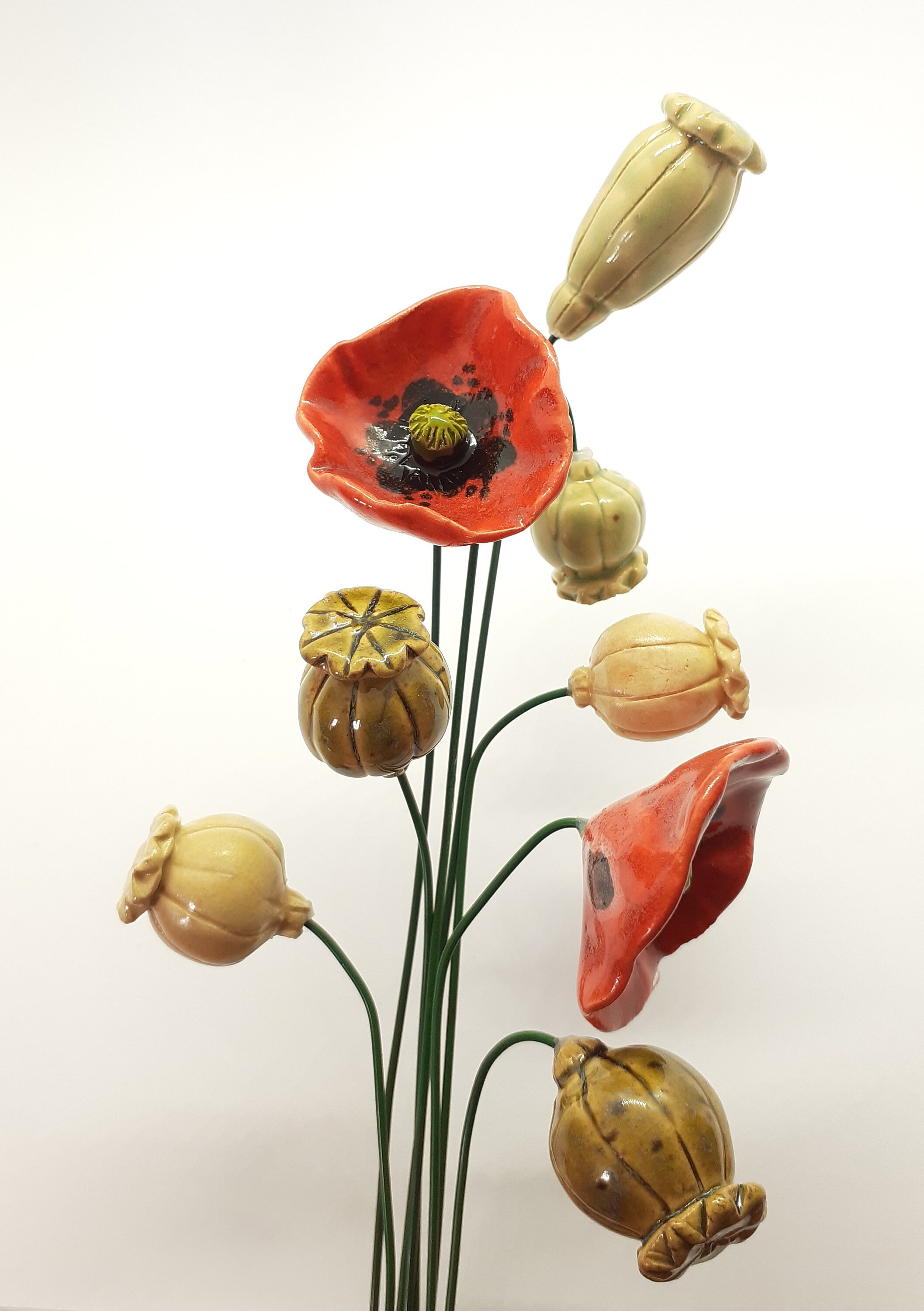 Decorative Ceramic Flowers 1pc Ceramic Poppy and Etsy UK