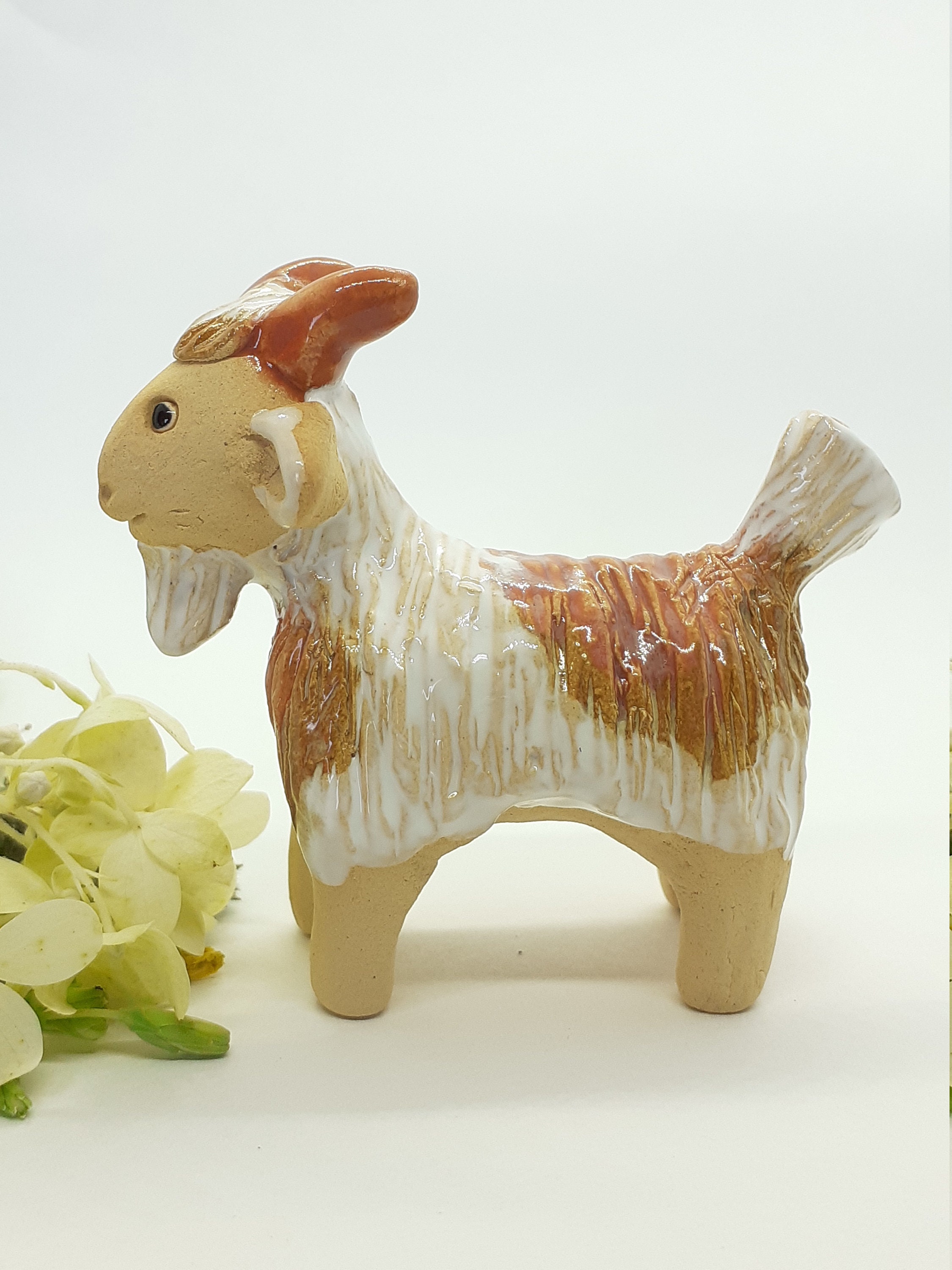 Ceramic Goat Handformed and Handpainted Ceramic Etsy