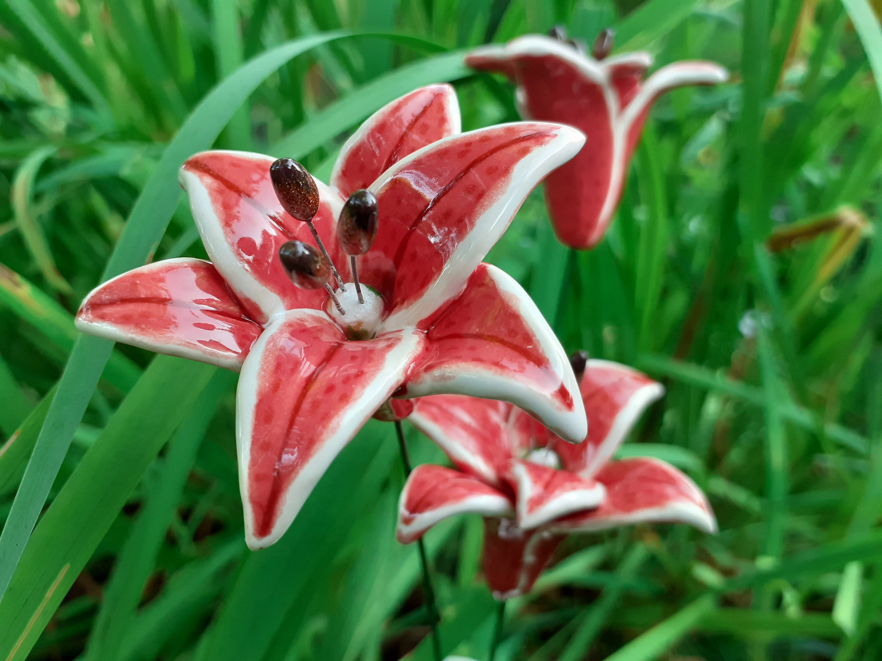Ceramic Lily on Floristic Wire (1 Pc) | Ceramic Lilium | Ceramic