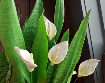 Decorative ceramic flowers (1 pc) | Ceramic spath | Ceramic Spathiphyllum | Ceramic peace lily | Hand work | Great home/garden decoration!