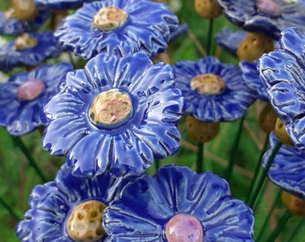 Decorative ceramic flowers (1 pc) | Cornflower | Bachelor&#39;s button | Handmade | Different colors | Home and garden decoration!