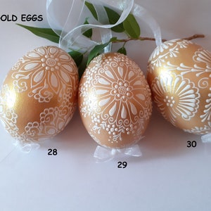 Easter egg 1 pc Real hen egg hand decorated by wax with white pigment Different colors Easter gift Easter decorations image 10