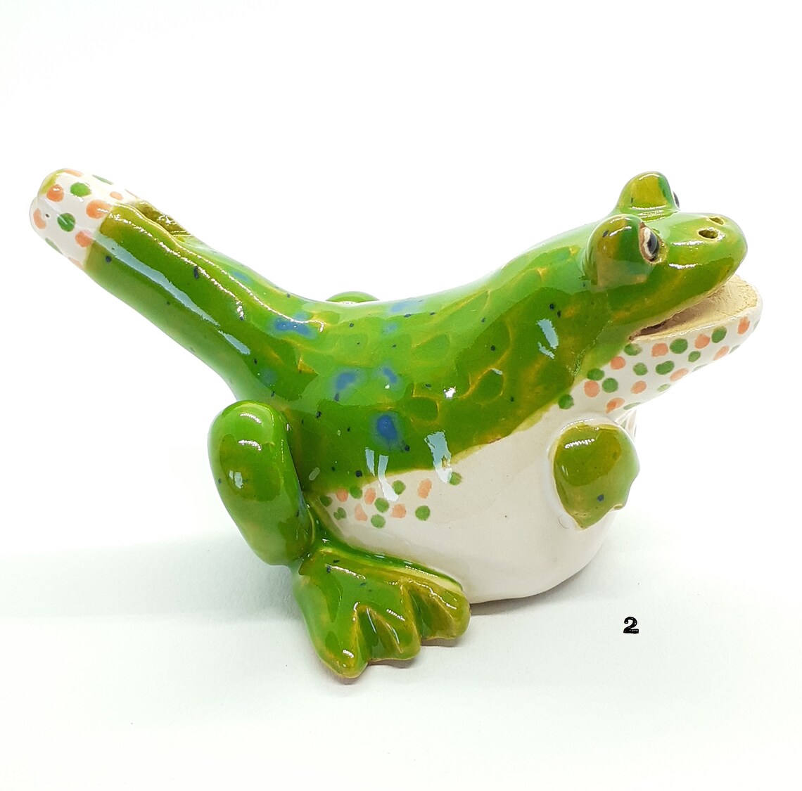 Ceramic Frog Water Whistle Handformed and Handpainted Etsy