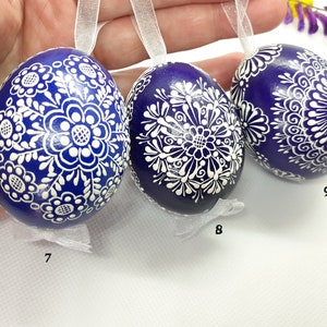 Easter egg 1 pc Real hen egg hand decorated by wax with white pigment Different colors Easter gift Easter decorations image 4