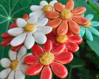Decorative ceramic flowers (1 pc) | Ceramic daisy | Chamomile | Camomile | Marguerite | Pot marigold | Different colors | Home decoration
