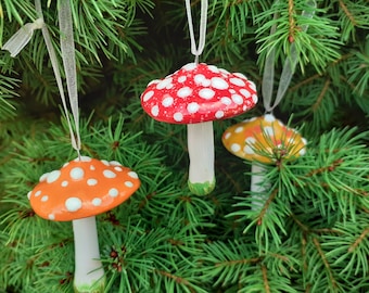 Setas de cerámica para colgar (1 unidad) | Decoración navideña | Hechas a mano | Varios colores | Decoración para el hogar y el jardín | Regalos perfectos