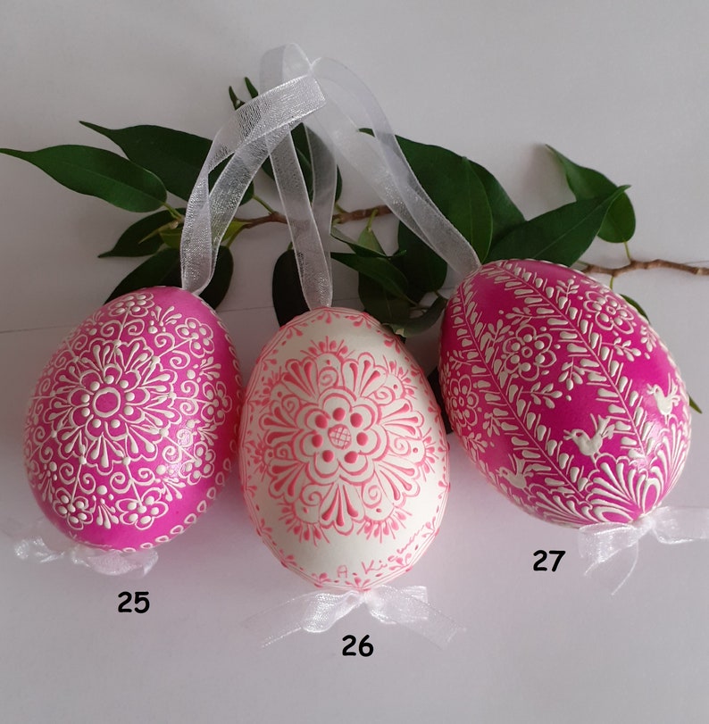Easter egg 1 pc Real hen egg hand decorated by wax with white pigment Different colors Easter gift Easter decorations image 9