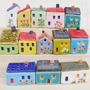 Little ceramic houses sold individually | Handmade | Different colors | Cute mini ceramic houses | Putz houses | Tiny houses