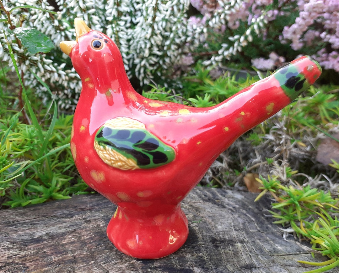Ceramic Bird Water Whistle Handformed and Handpainted Etsy
