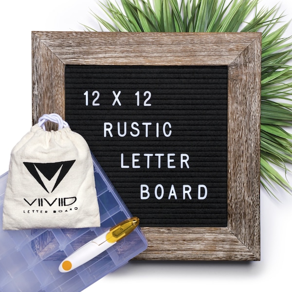 12x12 Rustic Felt Letter Board (Black) + Accessories! FREE SHIPPING! Frame, Bundle, Home Decor, Graduation, Wedding, Birthday, Party, Gift