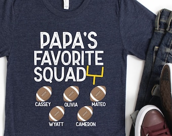 Papa Football Shirt/ Customized Papa Football Gift/ Papa's Favorite Squad/ Personalized Grandpa Football Shirt/ Football Papa