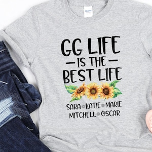 GG Shirt Gift/ Great Grandma Sunflower Shirt/ GG Life Is The Best Life/ Cute GG Tshirt/ Cute Gift For Great Grandma