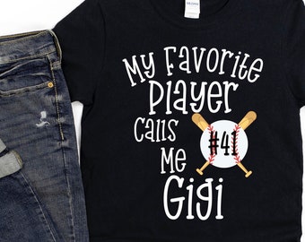 Camisa Gigi de béisbol/ Regalo de béisbol Gigi personalizado/ Mi jugador favorito me llama Gigi/ Camisa personalizada del juego de béisbol Gigi