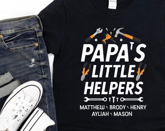 Camiseta personalizada "Los pequeños ayudantes de papá" / Regalo personalizado para el abuelo / Regalo del Día del Padre de parte de los niños / Camiseta con nombre personalizado