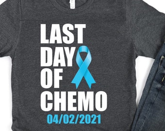 Camisa de cáncer de próstata / Regalo de cinta de cáncer azul claro personalizado / Último día de quimioterapia / Camisa de cinta de cáncer de próstata