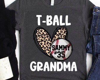 Camiseta de abuela de T-Ball / Camiseta de abuela de T-Ball personalizada, regalo / Camiseta de abuela de T-Ball / Camiseta personalizada de abuela de T-Ball para el día del juego / Camiseta de abuela de TeeBall