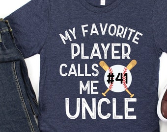 Camiseta de béisbol para tío/Camiseta de béisbol personalizada para tío/Regalo para tío/Mi jugador favorito me llama tío/Camiseta personalizada para tío en el juego de béisbol
