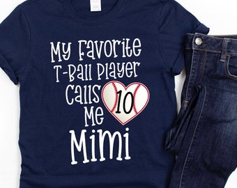 Linda camiseta de béisbol infantil Mimi / Camiseta personalizada de béisbol infantil Mimi / Mi jugador favorito de béisbol infantil me llama Mimi / Camiseta personalizada para el día del partido de béisbol infantil para la abuela