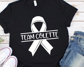 Camisa de cáncer de pulmón personalizada / Regalo de camiseta de cáncer de pulmón familiar personalizado / Cinta de cáncer de equipo / Camiseta unisex de cáncer familiar a juego