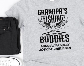 Camiseta de pesca personalizada para abuelo/Camiseta personalizada con nombre de nieto/Camiseta de pesca para abuelo/Regalo para abuelo/Camiseta de pesca para hombre